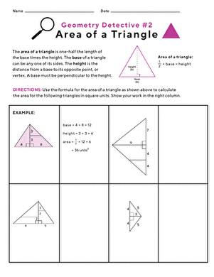 Geometry Detective: Area of a Triangle #2