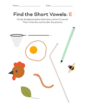 Find the Short Vowels: E