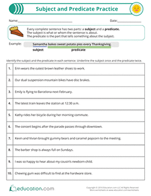 Subject and Predicate Practice
