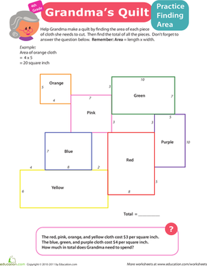 Practice Finding Area #7: Grandma's Quilt