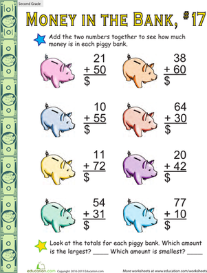 Money in the Bank: Two-Digit Addition #17