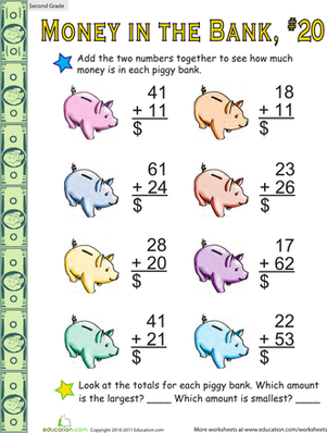 Money in the Bank: Two-Digit Addition #20