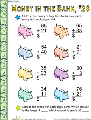 Money in the Bank: Two-Digit Addition #23