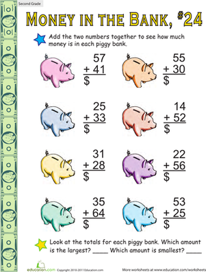 Money in the Bank: Two-Digit Addition #24