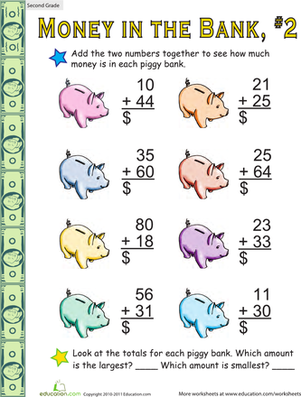 Money in the Bank: Two-Digit Addition #2