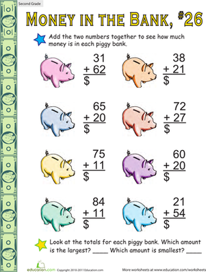 Money in the Bank: Two-Digit Addition #26