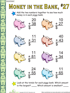 Money in the Bank: Two-Digit Addition #27