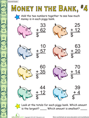 Money in the Bank: Two-Digit Addition #4