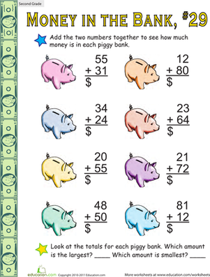 Money in the Bank: Two-Digit Addition #29