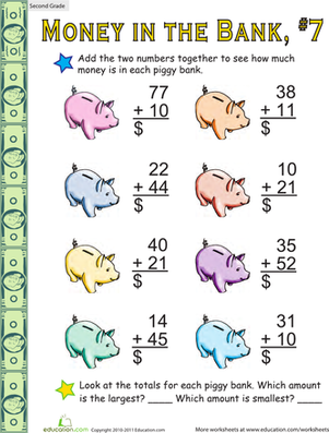 Money in the Bank: Two-Digit Addition #7