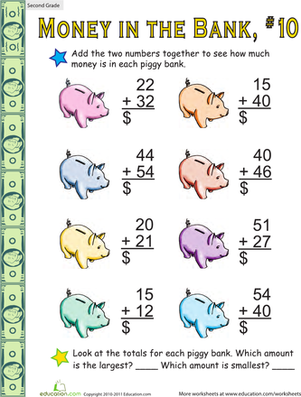 Money in the Bank: Two-Digit Addition #10