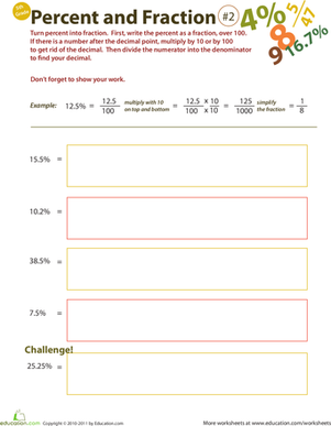 Changing Percents to Fractions