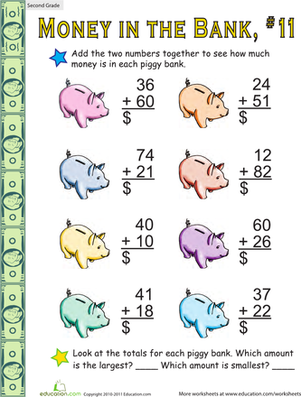 Money in the Bank: Two-Digit Addition #11