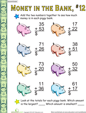 Money in the Bank: Two-Digit Addition #12