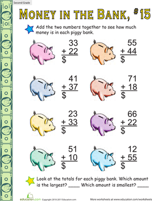 Money in the Bank: Two-Digit Addition #15