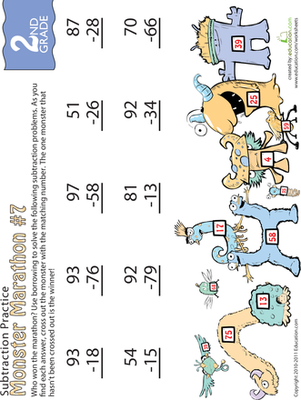 Monster Marathon: Two-Digit Subtraction #7