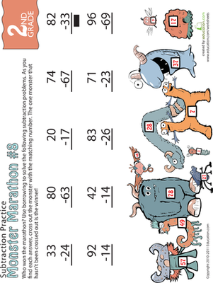 Monster Marathon: Two-Digit Subtraction #8