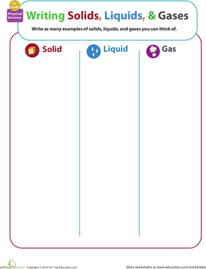 Matter Mixup: Writing Solids, Liquids, and Gases