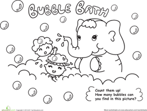 Bath Time! Color the Elephant Bubble Bath