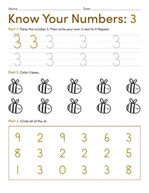Preschool Math: All About the Number 3