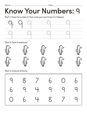 Preschool Math: All About the Number 9