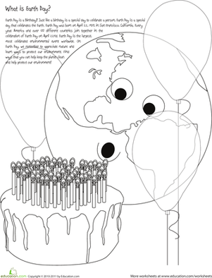 Happy Birthday Earth! Color the Earth Day Scene