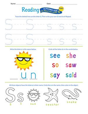 Get Ready for Reading: All About the Letter S