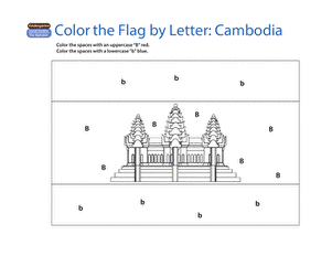 Make a Color-by-Letter Flag: Cambodia