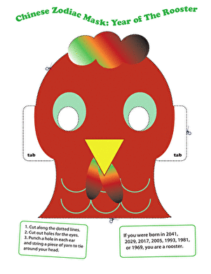 Make a Chinese Zodiac Mask: Year of the Rooster