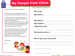 Write a Letter: My Penpal from China