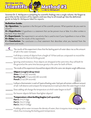 Sort Out the Scientific Method #2