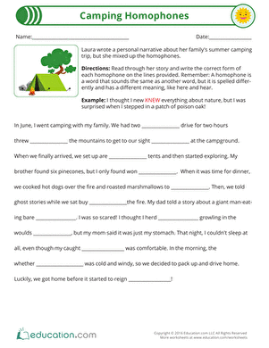 Camping Homophones