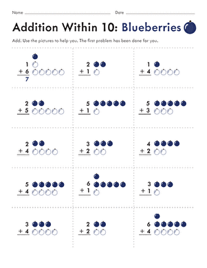 Addition Within 10: Blueberries
