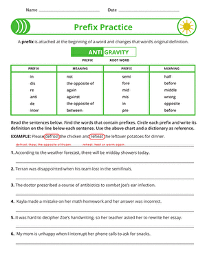 Prefix Practice