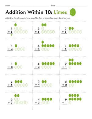 Addition Within 10: Limes