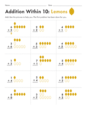 Addition Within 10: Lemons