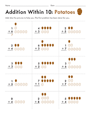Addition Within 10: Potatoes