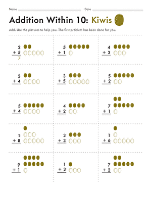 Addition Within 10: Kiwis