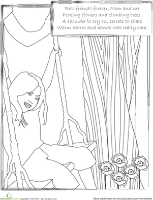 Mom and Me: A Coloring Page and Rhyme for Mother's Day