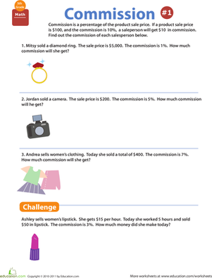Money Math: Calculate Commission #1