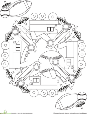 Color a Mandala: Cars and Trains