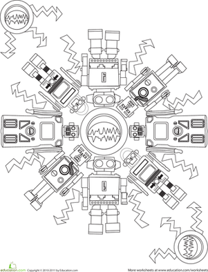 Color a Mandala: Robots