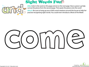 Spruce Up the Sight Word: Come
