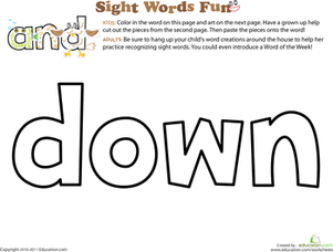 Spruce Up the Sight Word: Down