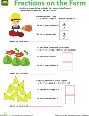 Fraction Practice: Fractions on the Farm