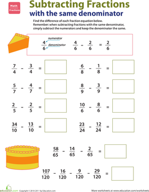 Introducing Fractions: Subtracting Fractions