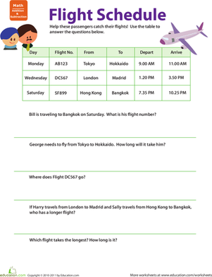 Planes and Trains: Practicing Schedules #1