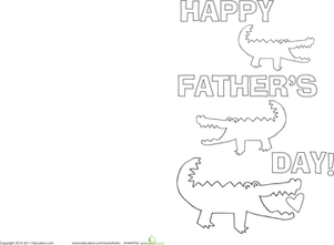 Color a Crocodile Father's Day Card