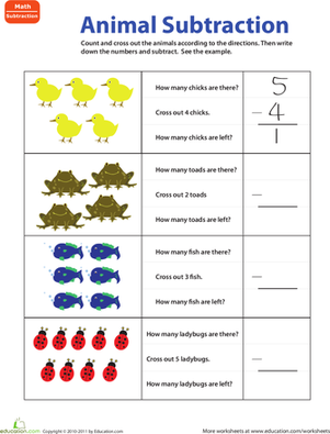 Easy Animal Subtraction #1