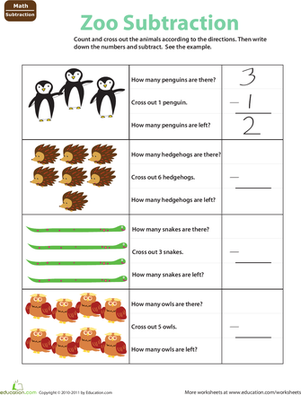 Easy Animal Subtraction #2